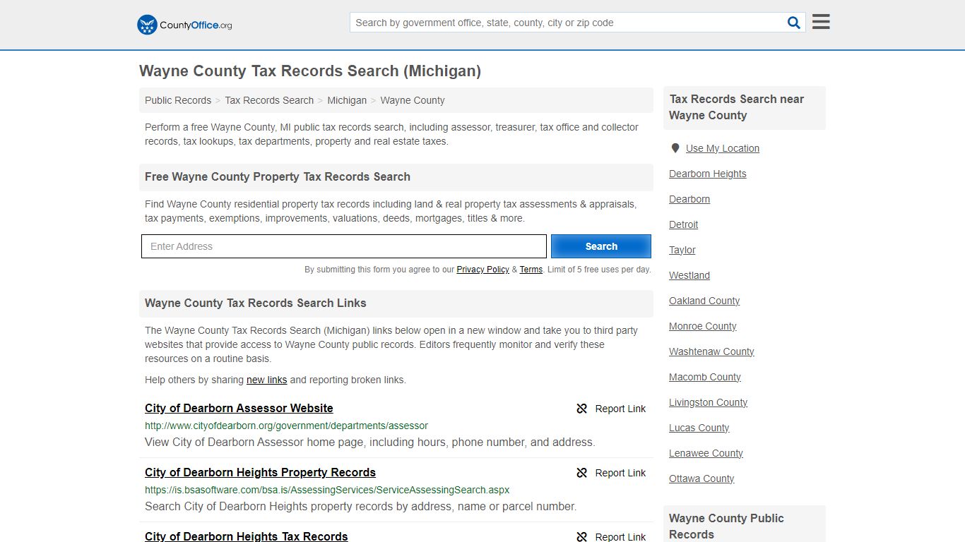 Wayne County Tax Records Search (Michigan) - County Office